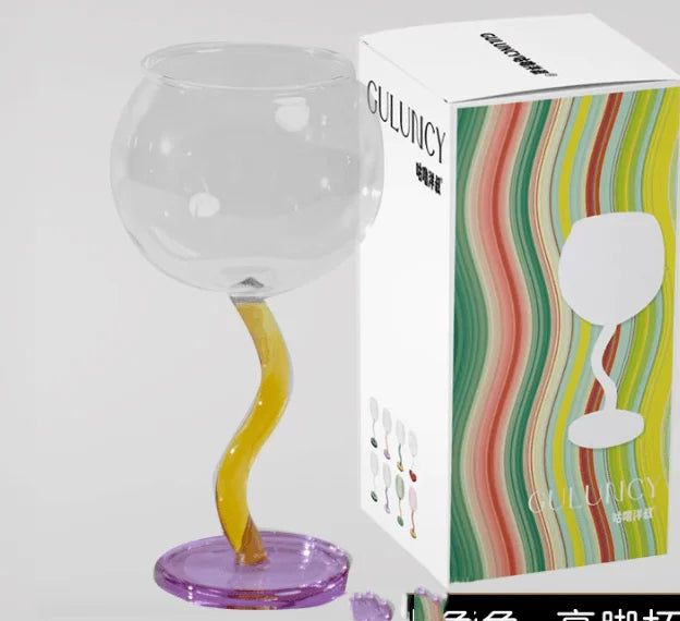 Coloured Wave-Stemmed Wine Glasses