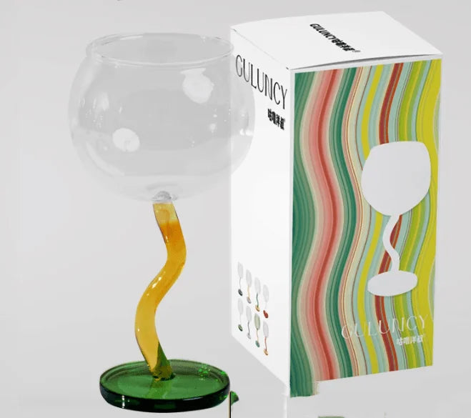 Coloured Wave-Stemmed Wine Glasses